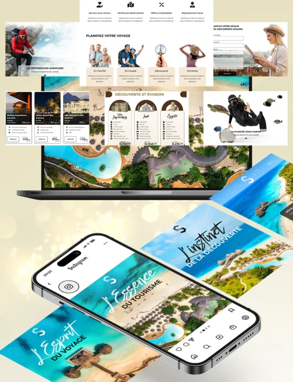 Direct-Scroll | Bundle incluant Site Web & Publications Réseaux Sociaux pour Agences de Voyages avec un Design Tendance | Pour Composer votre Pack Digital Complet incluant Visuels pour les Réseaux Sociaux, Vidéos en Motion Graphics, Votre Site Web et des Landing Pages. Et gagner en Visibilité grâce à Votre Stratégie Digitale Réussie | Boostez votre Présence sur Facebook, Instagram, Twitter, X, LinkedIn, TikTok, Snapchat…