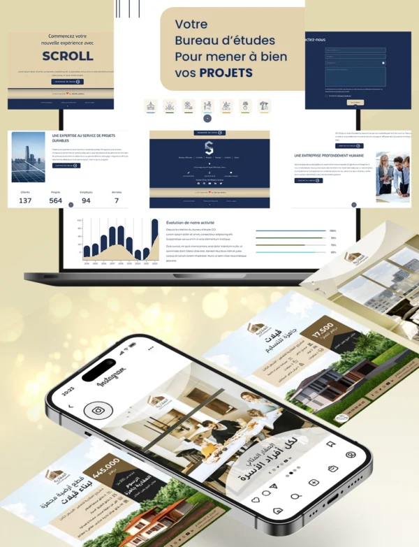 Direct-Scroll | Bundle incluant Site Web & Publications Réseaux Sociaux pour les Entreprises avec un Design Élégant | Pour Composer votre Pack Digital Complet incluant Visuels pour les Réseaux Sociaux, Vidéos en Motion Graphics, Votre Site Web et des Landing Pages. Et gagner en Visibilité grâce à Votre Stratégie Digitale Réussie | Boostez votre Présence sur Facebook, Instagram, Twitter, X, LinkedIn, TikTok, Snapchat…