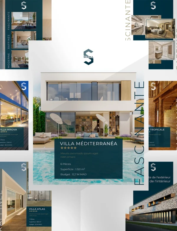 Direct-Scroll | Publications pour les Architectes avec un Design Minimaliste | Publications Visuels pour les Réseaux Sociaux | Silde 1 | Pour Composer votre Pack Digital Complet incluant Visuels pour les Réseaux Sociaux, Vidéos en Motion Graphics, Votre Site Web et des Landing Pages. Et gagner en Visibilité grâce à Votre Stratégie Digitale Réussie.