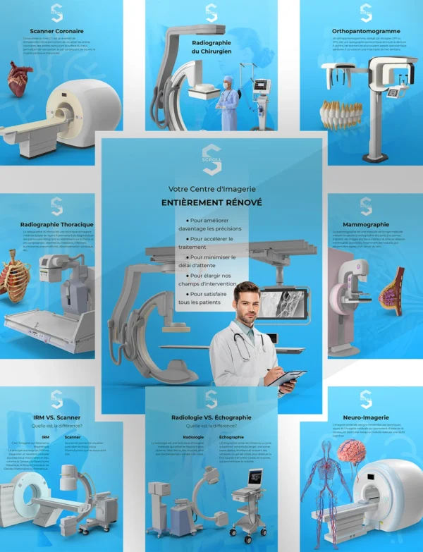 Direct-Scroll | Publications pour les Centres de Radiologie avec un Design Tendance | Publications Visuels pour les Réseaux Sociaux | Silde 1 | Pour Composer votre Pack Digital Complet incluant Visuels pour les Réseaux Sociaux, Vidéos en Motion Graphics, Votre Site Web et des Landing Pages. Et gagner en Visibilité grâce à Votre Stratégie Digitale Réussie.