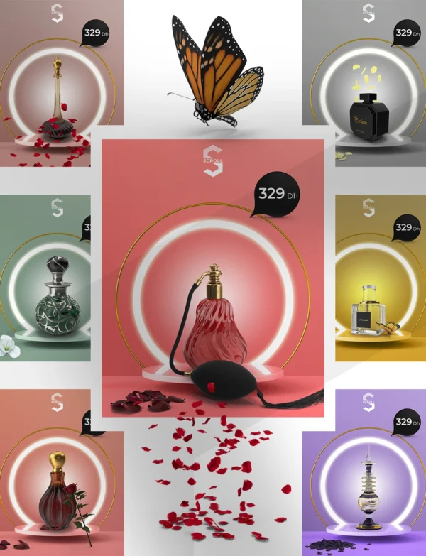 Direct-Scroll | Publications pour les Parfumeries avec un Design Épuré | Publications Visuels pour les Réseaux Sociaux | Silde 1 | Pour Composer votre Pack Digital Complet incluant Visuels pour les Réseaux Sociaux, Vidéos en Motion Graphics, Votre Site Web et des Landing Pages. Et gagner en Visibilité grâce à Votre Stratégie Digitale Réussie.