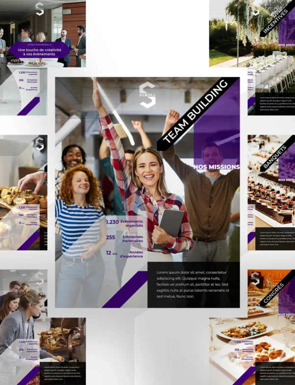 Direct-Scroll | Publications pour les Professionnels de l’Évènementiel & les Incentives avec un Design Minimaliste | Publications Visuels pour les Réseaux Sociaux | Silde 1 | Pour Composer votre Pack Digital Complet incluant Visuels pour les Réseaux Sociaux, Vidéos en Motion Graphics, Votre Site Web et des Landing Pages. Et gagner en Visibilité grâce à Votre Stratégie Digitale Réussie.